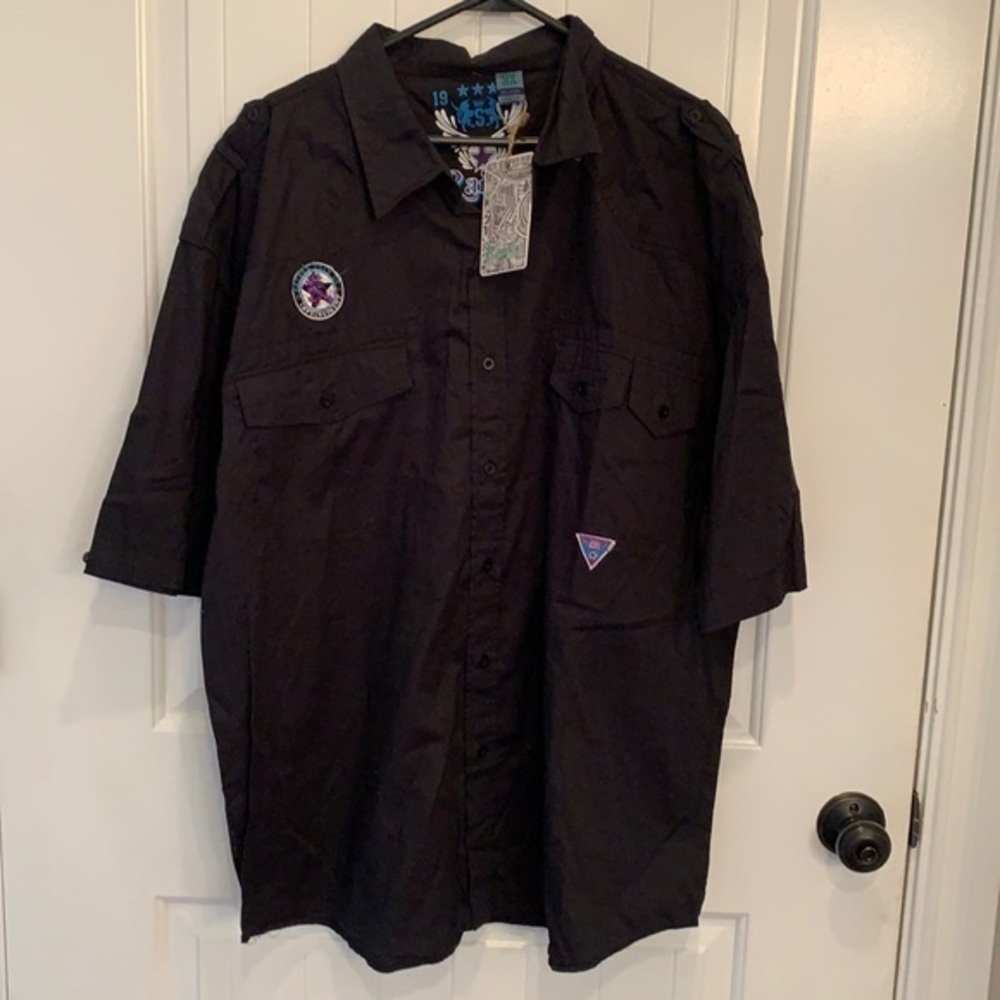 Raider jean co 3x biker button down black